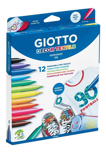 Lapiz Textil Giotto 12 Colores - Marcador De Telas