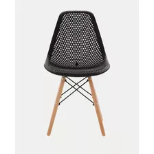 Cadeira De Jantar Eames Eiffel Design Colmeia Eloisa Base Madeira, 10 Unidade Preto