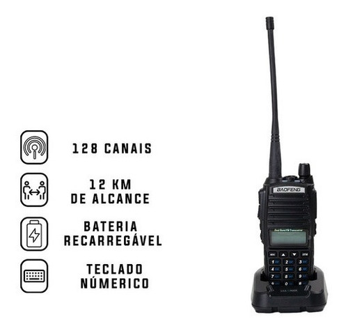 Kit 2 Comunicador Radio 8w Bf Vhf /uhf/fm Doble Banda Uv-82 Foto 8