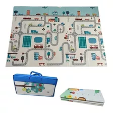 Tapete Atividade Infantil Luxo Bolsa 1,5x2,0 Isolante Térm. Cor Carrinhos