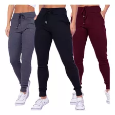 Kit 3 Calças Feminina Ribana Cintura Alta Canelada Legging