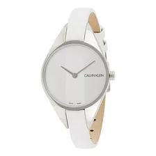 Reloj De Pulsera Calvin Klein K8p231l1 De Cuerpo Color Plateado, Analógico, Para Mujer, Con Correa De Piel Color White