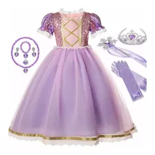 Disfraz Vestido Princesa Rapunzel Largo Enredados +accesorio