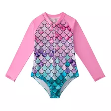 Traje De Baño De Una Pieza De Manga Larga Spa Fish Scale Par