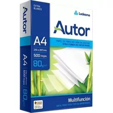 Resma Autor A4 Multifunción De 500 Hojas De 80g Color Blanco De 5 Unidades Por Pack