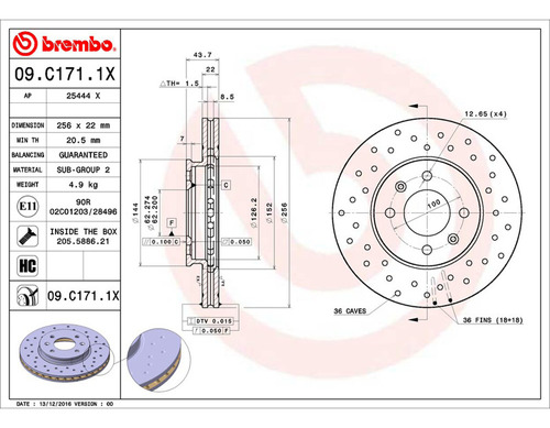 Par Discos Brembo Para Hyundai Accent Gl 2019 Delantero Foto 2