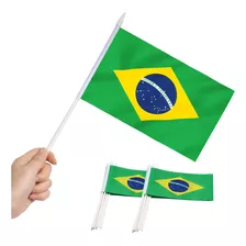 Mini Banderas Anley , Con Vara, Por 12 Unidades De Brasil