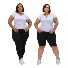 Kit Calça E Bermuda Plus Size G1 G2 G3 Leg Modeladora 