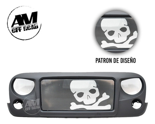 Parrilla Calavera Bones Jeep Jk Wrangler Sahara 2007 2019 Foto 3