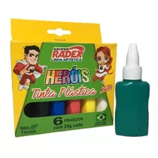 Tinta Cola Plastica 6 Cores Colorida Herois Radex