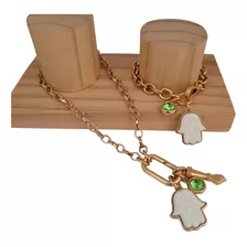  Conjunto Colar E Pulseira Mão Hansa 