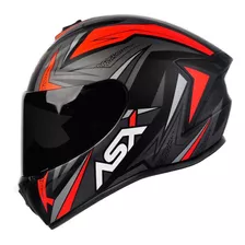 Capacete Asx Draken Vector Cinza Vermelho + Viseira Fumê Tamanho Do Capacete 58-m