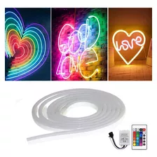 Cinta Flexible Led De Neón Rgb, 16 Colores, 5 M, 12 V, Con Control