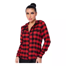 Blusa Feminino Flanelada Camisa Xadrez Blusinha Inverno Frio