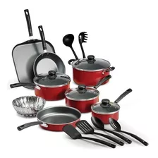 Batería De Cocina Tramontina Primaware Sartenes 18 Pcs Roja