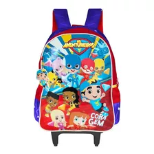 Mochila Escolar Rodinha Os Aventureiros Luccas Neto Infantil Cor Azul