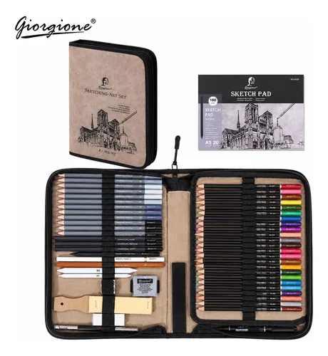 Set Lapices Sketching Profesional X 81 Elementos Giorgione Surtido