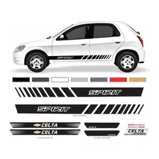 Kit Adesivo Chevrolet Celta Faixa Lateral + Soleira Kit17