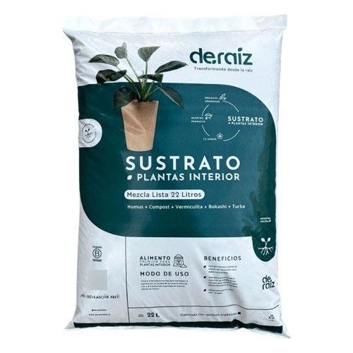 Sustrato Plantas De Interior 30lt Compost+humus+bokashi+turb