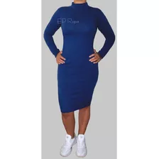 Vestido Largo Rodilla Cuello Alto Tortuga Mujer Moda Casual