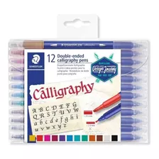 Caneta Staedtler Calligraphy Duas Pontas Estojo C/ 12 Cores