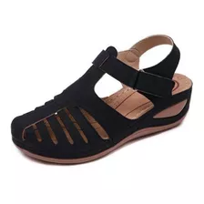 Sandálias Femininas Summer Wedge Platform, Preto