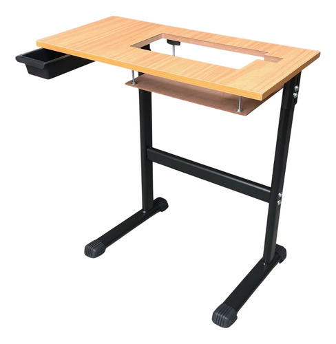 Mesa Para Máquina De Costura Brilliance Com Pés De Ferro Cedro C/ Pé Preto