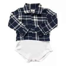 5 Body Camisa Xadrez Bebê Em Flanela Atacado 