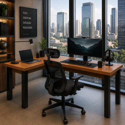Escrivaninha Em L Compacta Design Premium Mel