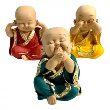 Trio Buda Color Bebê Cego Surdo Mudo Estatueta Monge Present