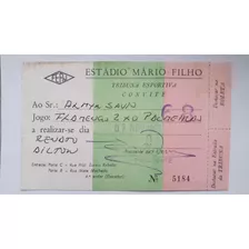 Ingresso Futebol Flamengo 2x0 Palmeiras Copa União 1987 Zico