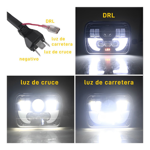 Faro Led Cuadrado 5x7 Drl De Luz Alta/baja Para Nissan Jeep Foto 3