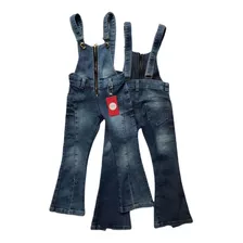 Jardineira Jeans Menina Infantil Flare Tamanho 4 6 8 Anos