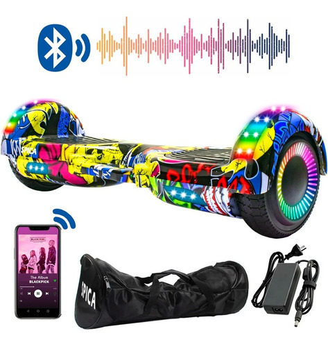 Patineta Scooter Electrica Hoverboard Luz Rgb Parlante Bt