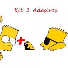 Kit 2 Adesivos - Bart Simpson Dirigindo E Carona Automotivo