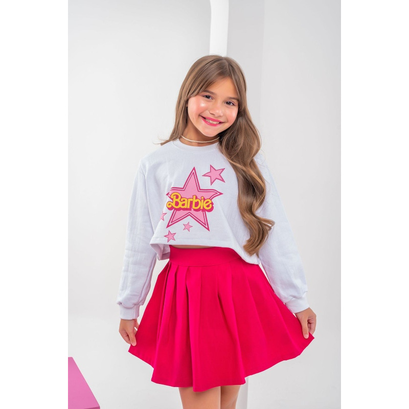 Conjunto Roupa Barbie Colegial Infantil Menina Verão