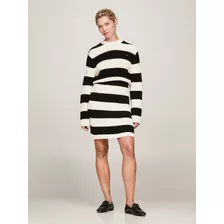 Vestido Blanco Y Negro Tipo Sudadera De Mujer Tommy Hilfiger