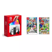 Nintendo Switch Oledblanco 64gb+smash Bros Mario Party Super