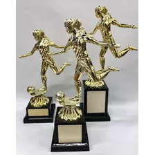 Kit 3 Troféus Futebol Feminino - 1º, 2º E 3º Lugar