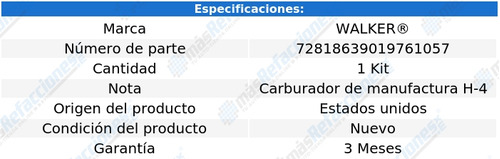 Kit Para Carburador Brookwood V8 5.7l De 1969 A 1972 Walker Foto 2