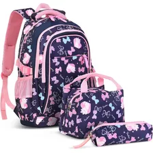 Mochila Escolar Impermeable C/lonchera Y Lapicera P/primaria