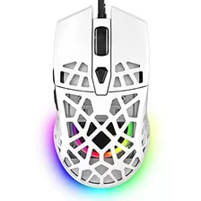 Mouse Gaming Luz Rgb 6 Botones Ultraligero 12400dpi Blanco