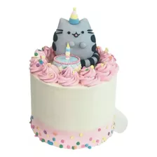 Adorno Torta Gatito Adorable Pushenn Cumpleaños Porcelana 