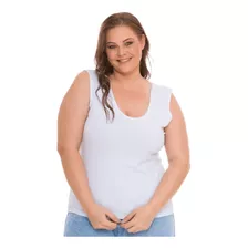 Blusa Regata Básica Feminina Plus Size Alça Larga 2005.1.c1