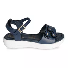 Sandalia D'orsay Casual Niña Cuero Rabbit Azul Lia-125