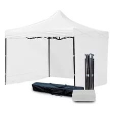 Gazebo Reforzado Toldo Carpa Con Pared 3x3mt Blanco Acero