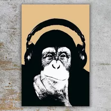 Poster Tipo Cartelera Monkey Headphones Chango Audifonos