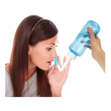 Lavador Nasal Melhora Respiração 2 Bicos 300ml Poeira Rinite Cor Azul