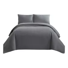 Cubrecama King Size 250x290 Cm Quilt Extra Suave Con 2 Fundas De Almohada Color Gris