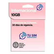 Sim Card Internacional Mas De 70 Paises 10 Gb Navegacion 